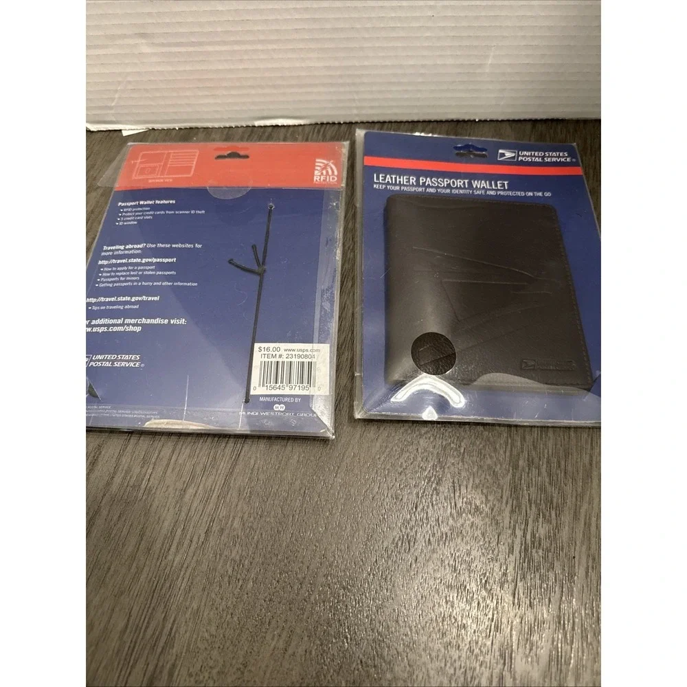 2- Black Leather Passport Wallets RFID Protection